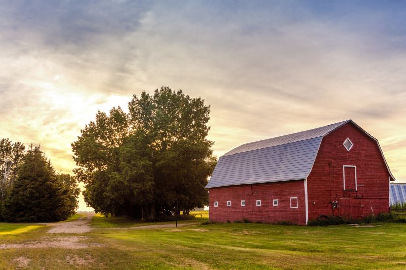 Painted Barn at Sunset